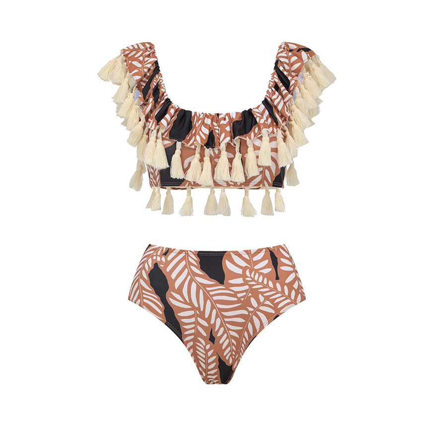 [Copy]Sling White Folwer Solid Color Swimsuit Set(s)