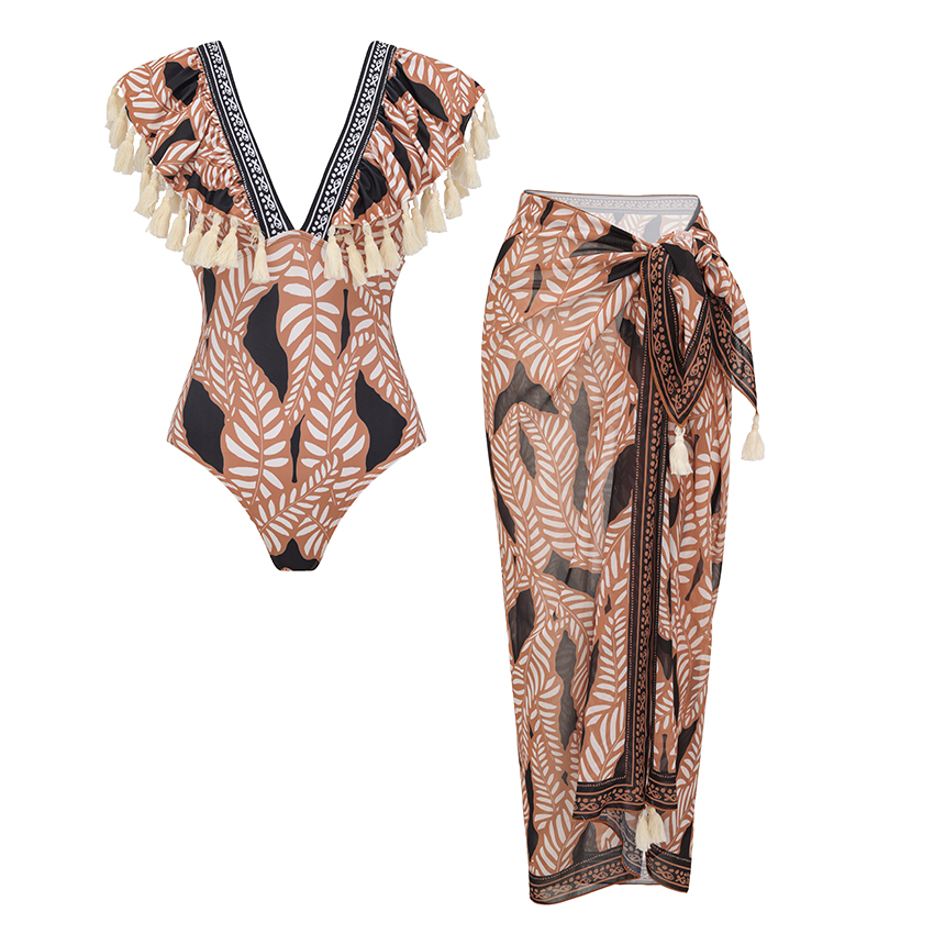 [Copy]Sling White Folwer Solid Color Swimsuit Set(s)