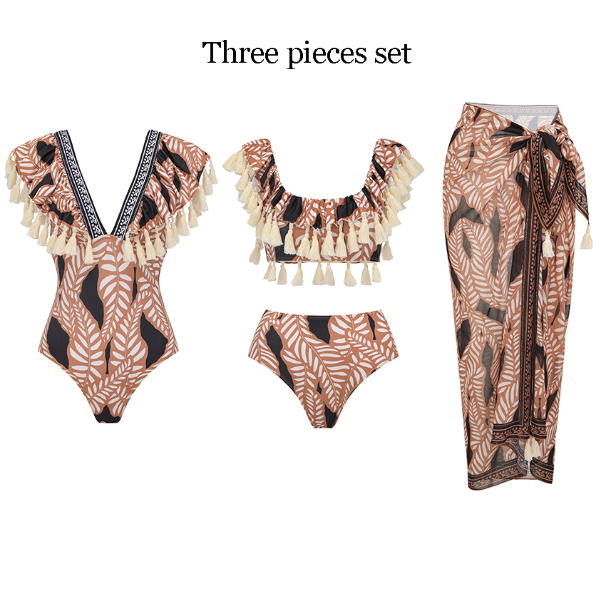 [Copy]Sling White Folwer Solid Color Swimsuit Set(s)