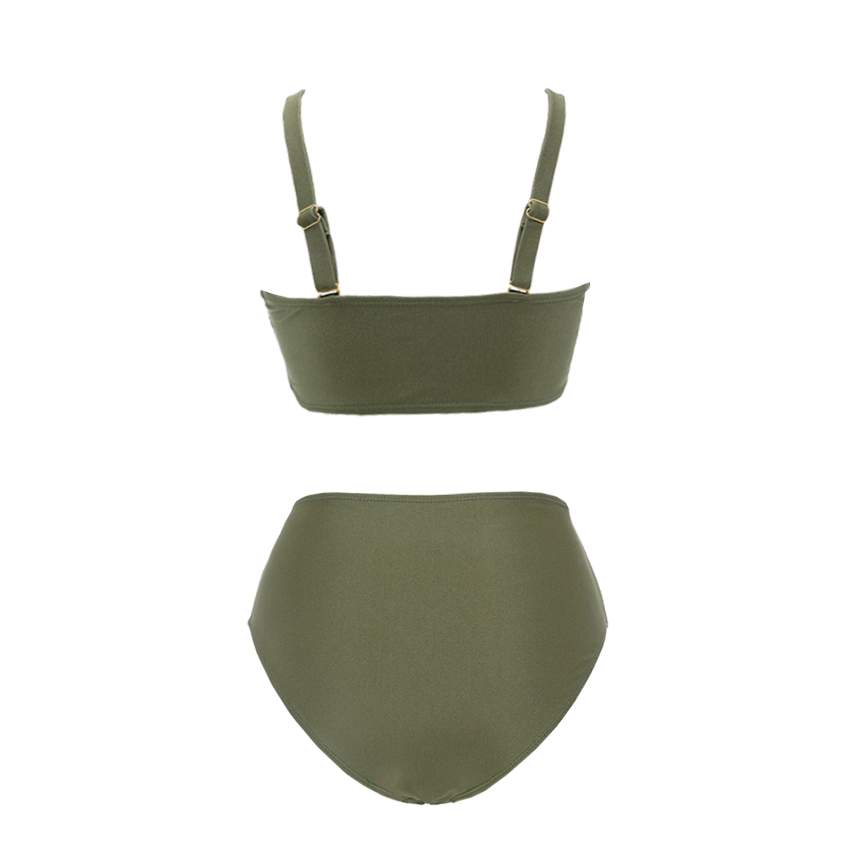 Dark Olive Green Rhinestones Swimsuit Set(s)