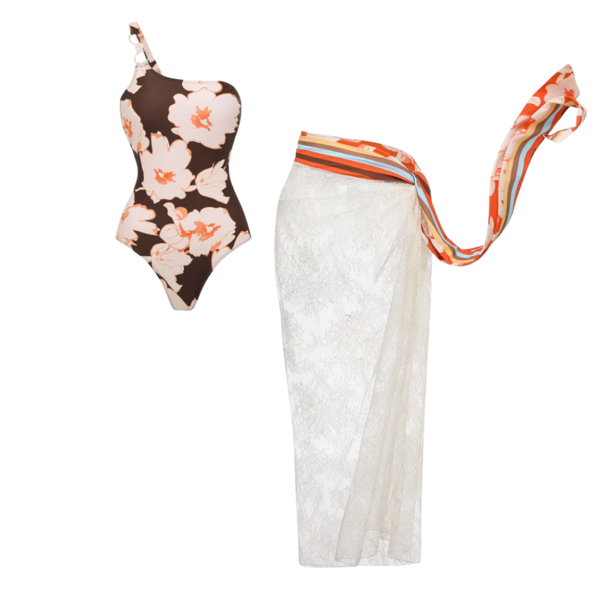 [Copy][Copy][Copy][Copy]Blue Floral Print Swimsuit Set(s)