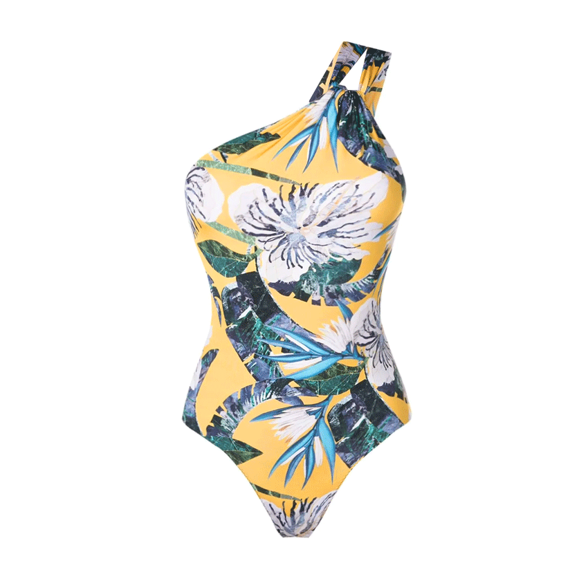 [Copy][Copy][Copy][Copy][Copy][Copy][Copy]Tie-shoulder Blue Leaves Print Swimsuit Set(s)