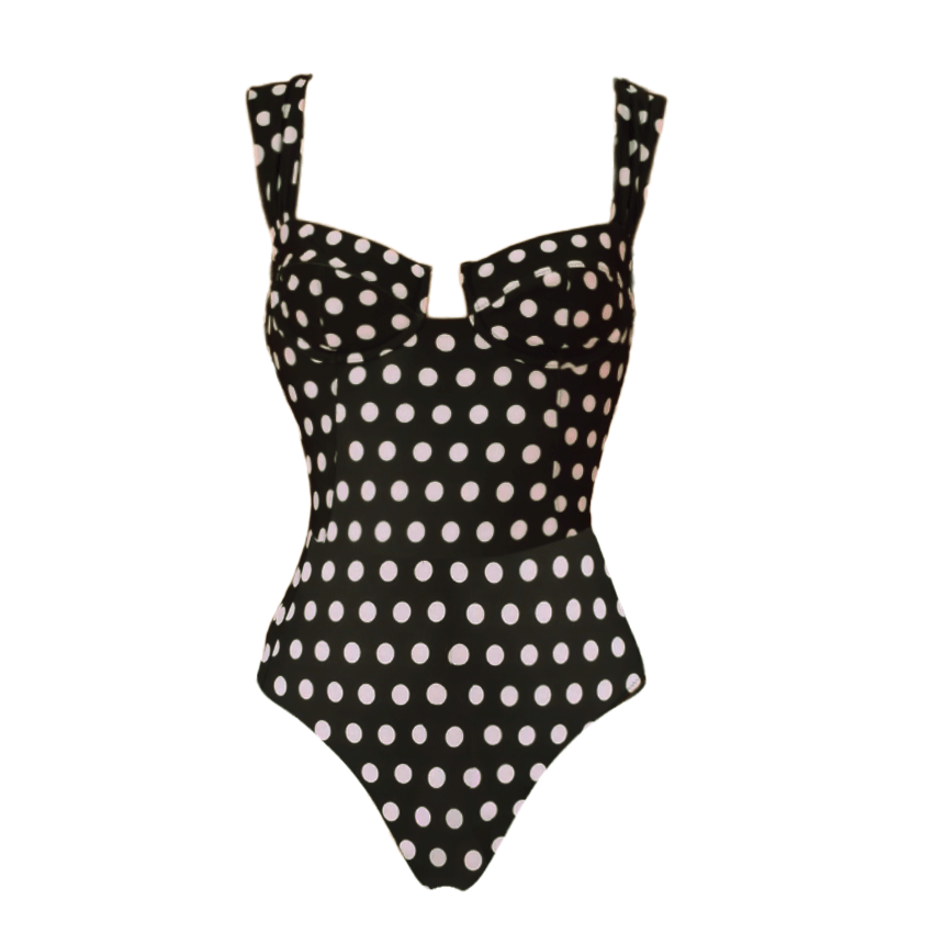 Cut Out Black Polka Dots Print Swimsuit Set(s)
