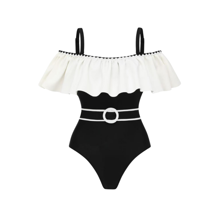 [Copy]Seashell Color Blocking Floral Print Swimsuit Set(s)