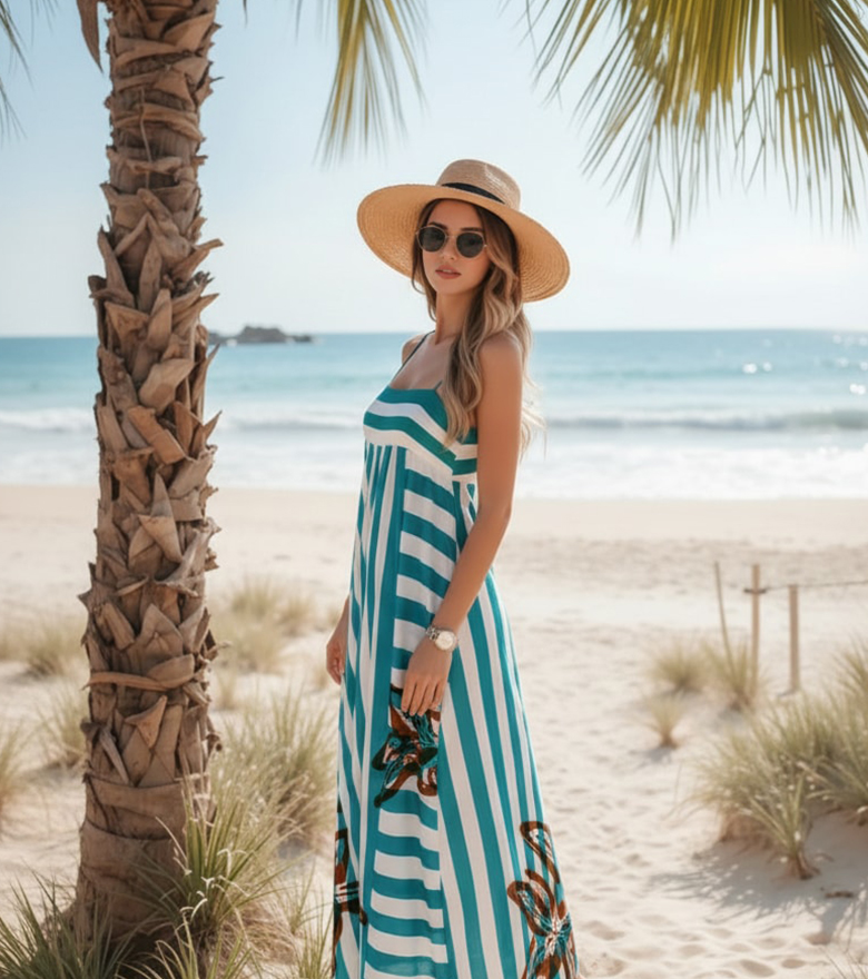 Striped Spaghetti Strap Dress