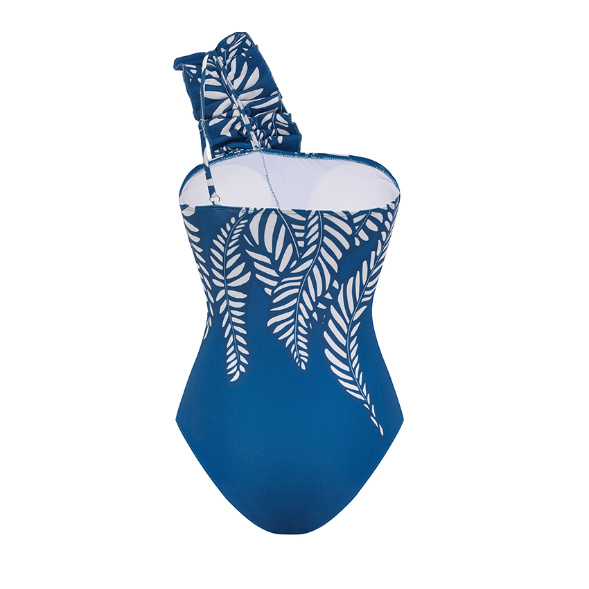 [Copy]BLUE Sling White Folwer Solid Color Swimsuit Set(s)