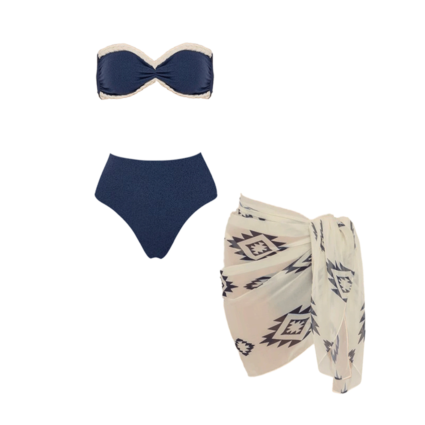 High Waist Bikini Blue Swimsuit Set(s)