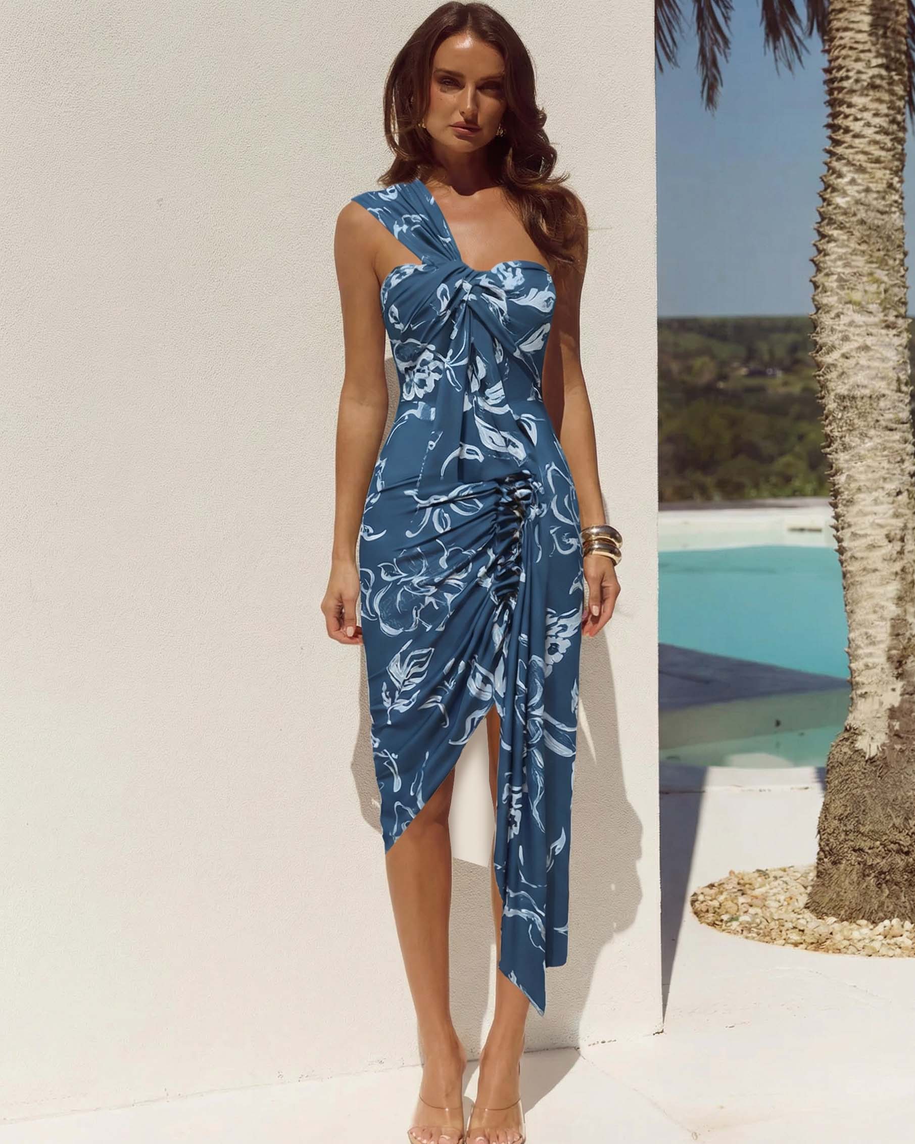 One Shoulder Printed Swimsuit Set(s)