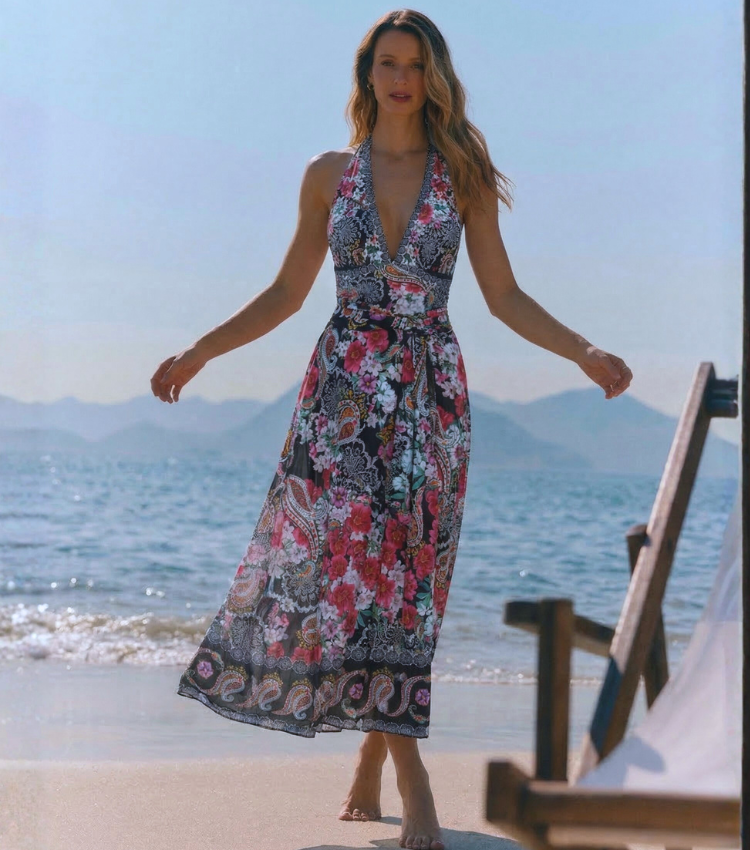 Black Cashew Flower Print Swimsuit Set(s)