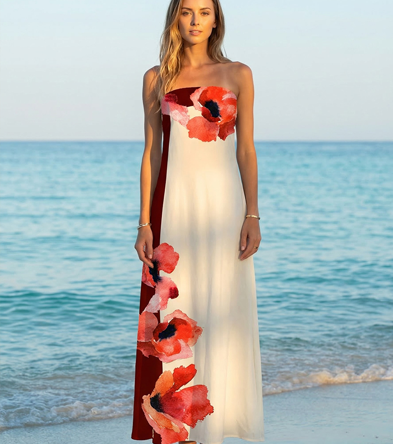 Positioned print dress