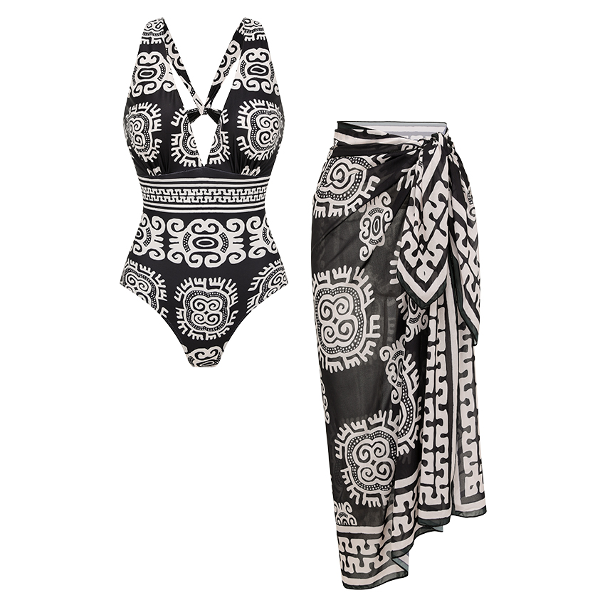 [Copy] Adjustable shoulder straps Green Print Swimsuit Set(s)