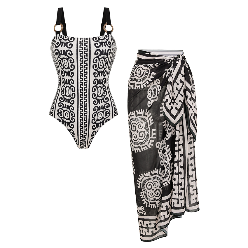 [Copy] Adjustable shoulder straps Green Print Swimsuit Set(s)