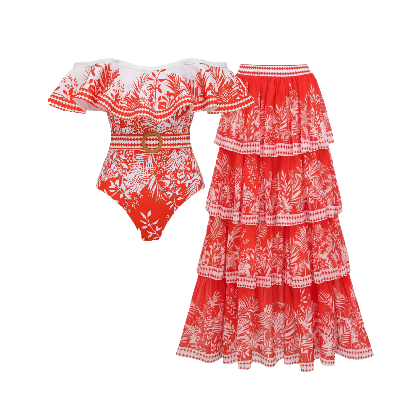 Tropic Flame Off-Shoulder Swimsuit Set(s)