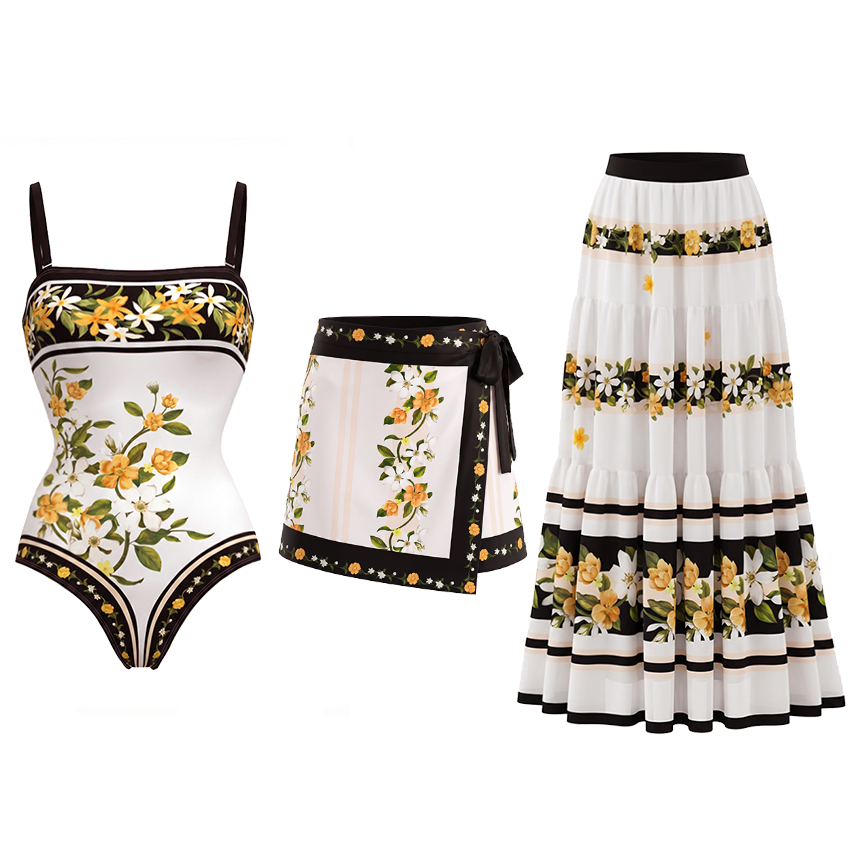 [Copy]Blush Pink & Teal Floral Print Swimsuit Set(s)