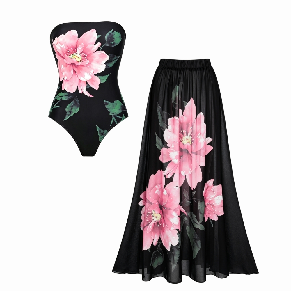 Night Garden Pink Floral Print Swimsuit Set(s)
