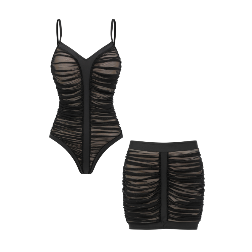BlackRuchedSwimsuit Set(s)