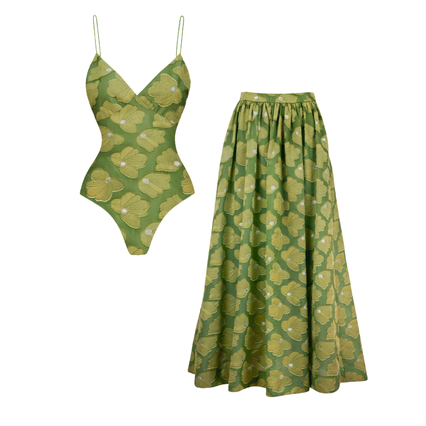 [Copy][Copy][Copy][Copy]V-neck O Ring Decoration Printed Swimsuit Set(s)