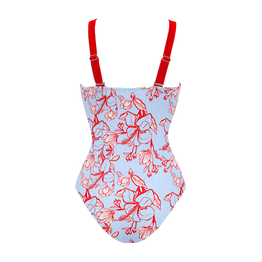 [Copy][Copy][Copy]Ruffle Medium Blue Flowera Print Swimsuit Set(s)