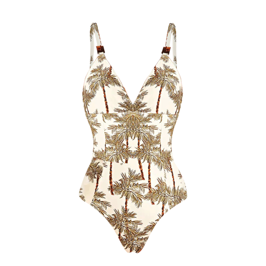 [Copy][Copy]V Neck White Laser Cutting Flower Cut Out Swimsuit Set(s)