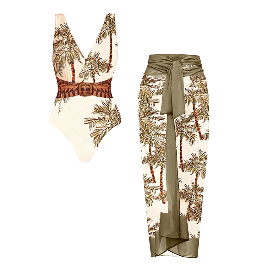 [Copy]V Neck White Laser Cutting Flower Cut Out Swimsuit Set(s)