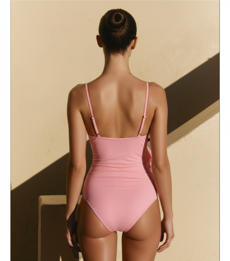 Light Coral Ruched 3D flowers Swimsuit Set(s)