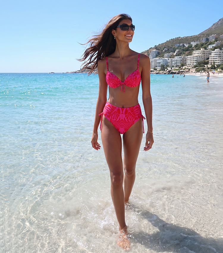 Sling Lace Up Red Print Swimsuit Set(s)