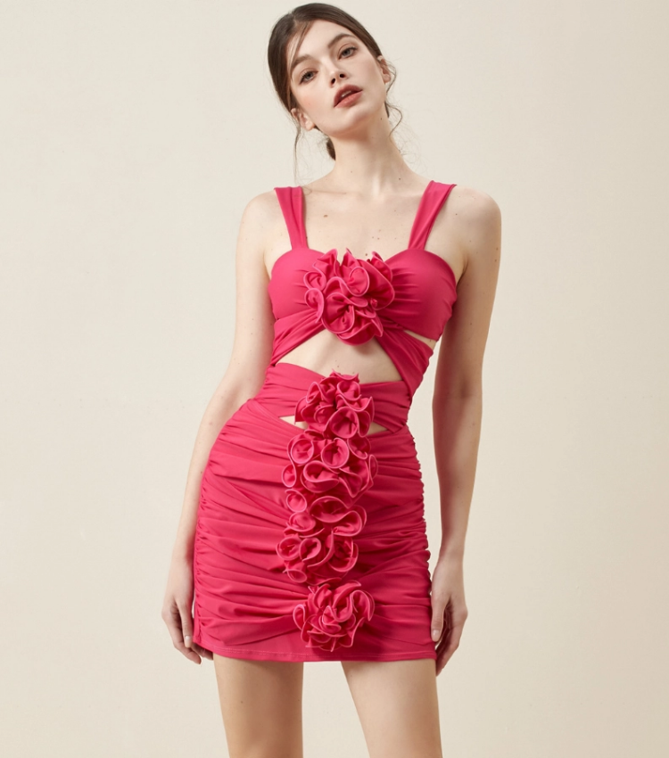 3D Flower Cutout One Piece Swimsuit and Skirt Flaxmaker