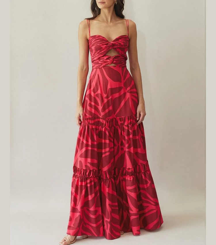 Printed One Piece Swimsuit and Skirt