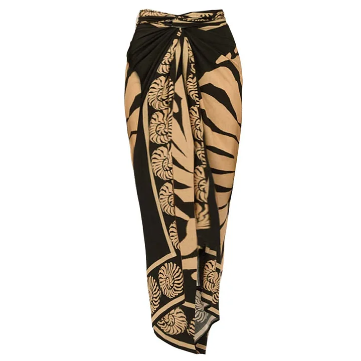 V-Neck Marine Thread One Piece Swimsuit and Sarong