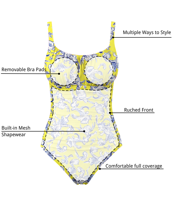 Tummy Control Ruched Yellow Swimsuit set(s)