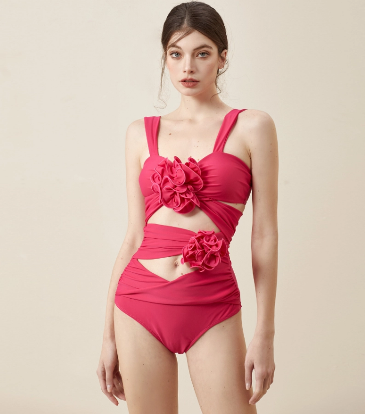 3D Flower Cutout One Piece Swimsuit and Skirt Flaxmaker