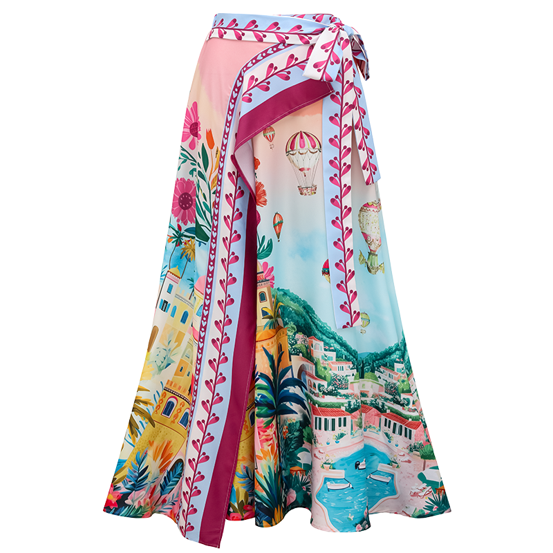 Scallop Cut Neck One Piece Swimsuit and Skirt