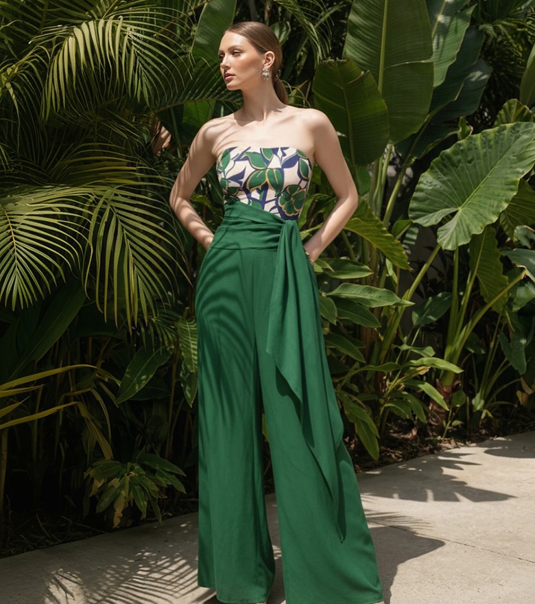 Printed Tube Top Jumpsuit