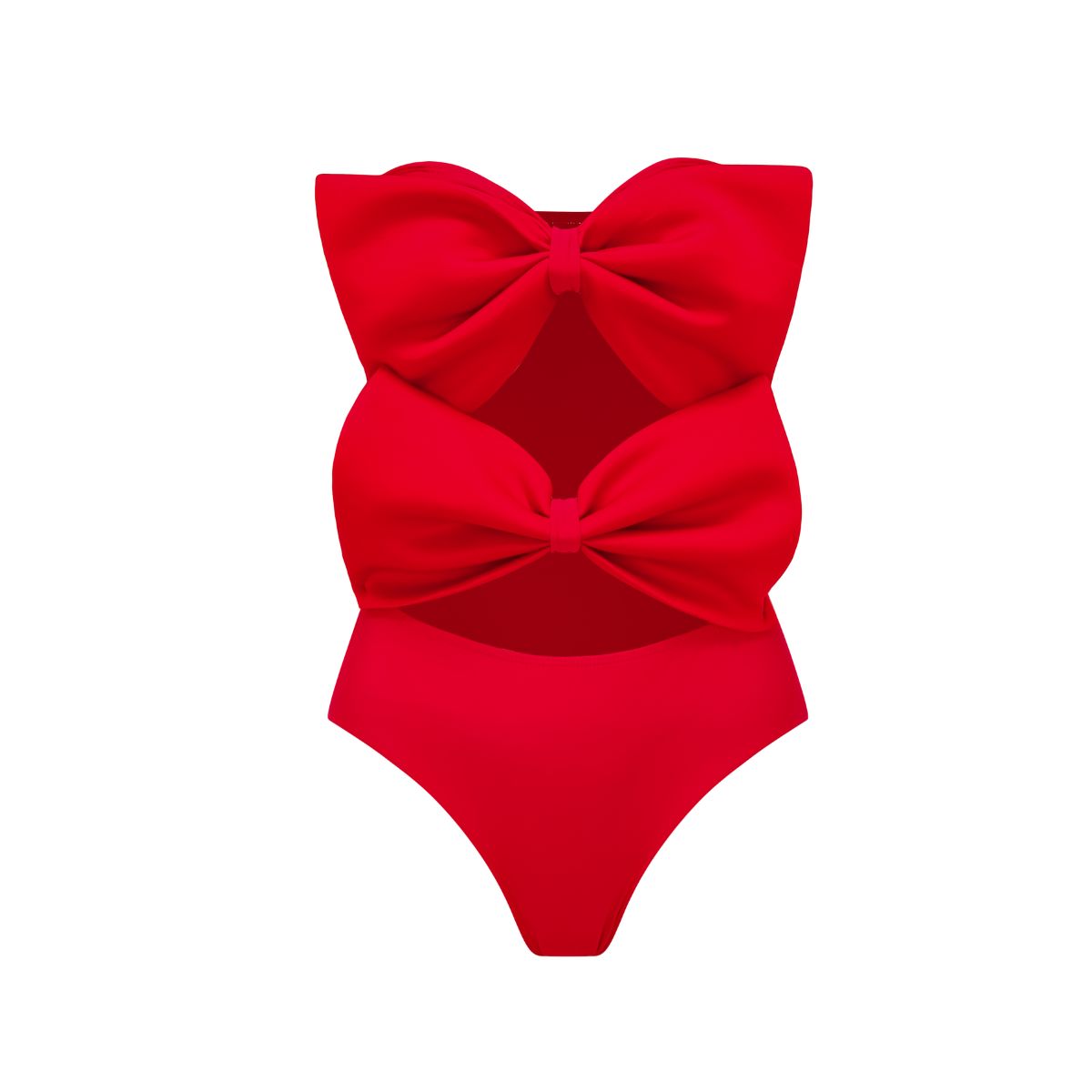 Bandeau Bowknot Cutout One Piece Swimsuit and Sarong