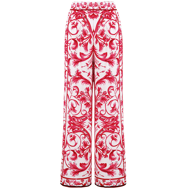 Reversible Tie-shoulder Baroco Style Printed One Piece Swimsuit and Skirt Flaxmaker