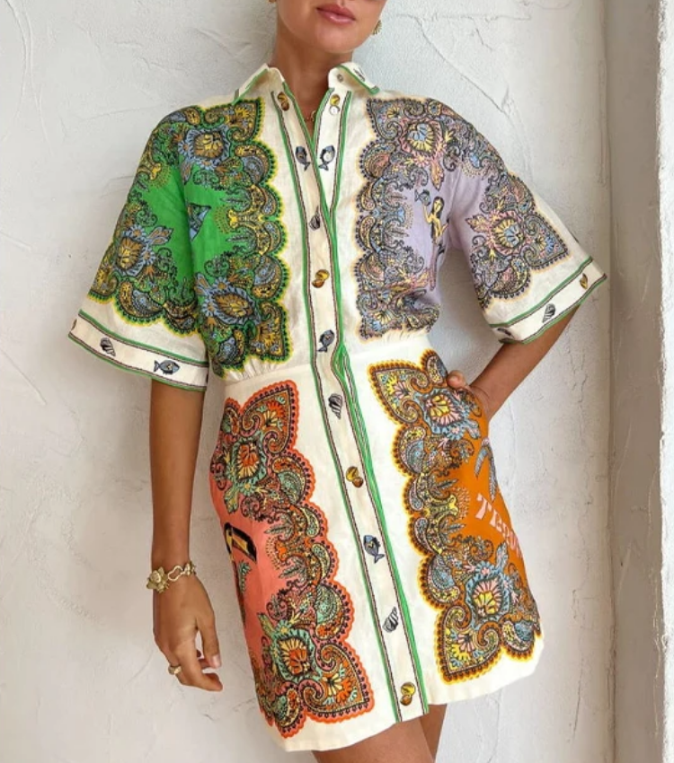 Graffiti Printed Shirt Dress