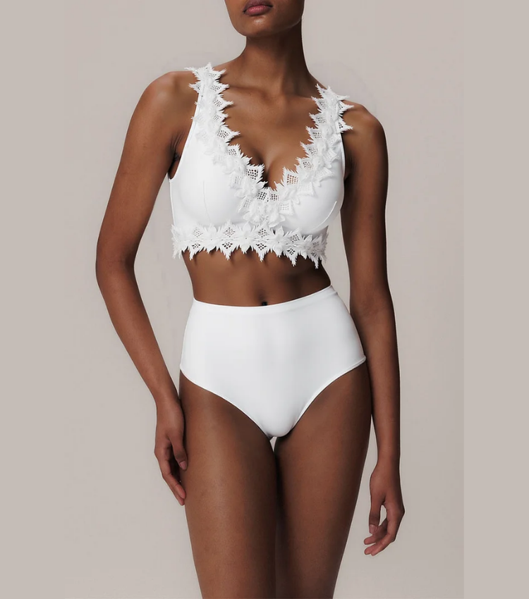 Lace V Neck Bikini Swimsuit and Skirt