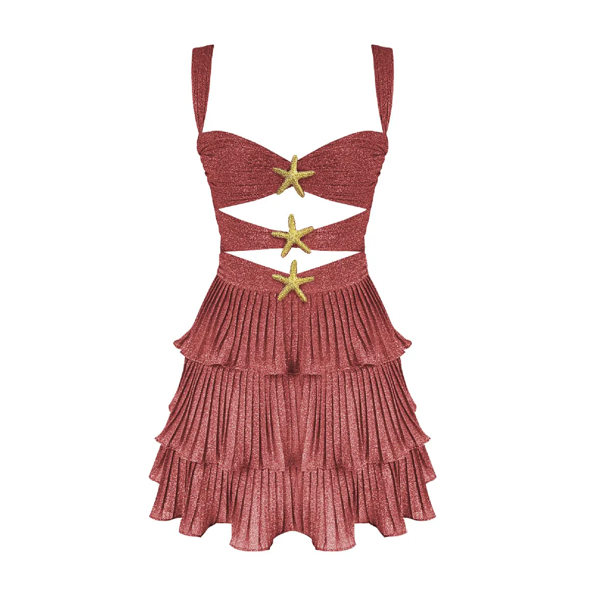 Sling Bandeau  Ruffle Cutout Mini Dress