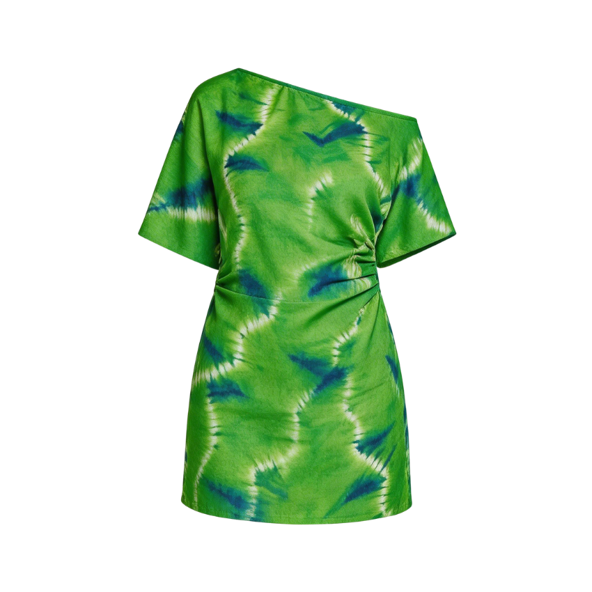 Green Tie Dye Ruched Dress