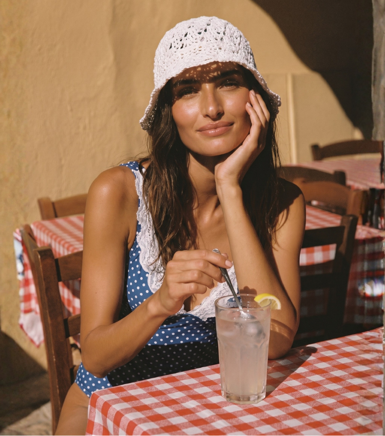 Cobalt Polka Lace Halter Swimsuit Set(s)