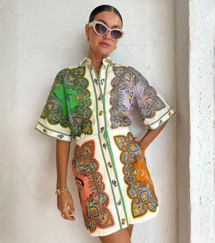 Graffiti Printed Shirt Dress