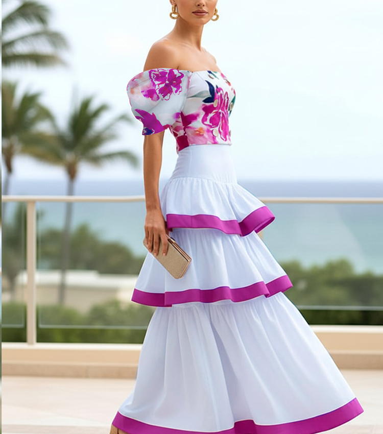 Off-the-shoulder Top & Skirt Set