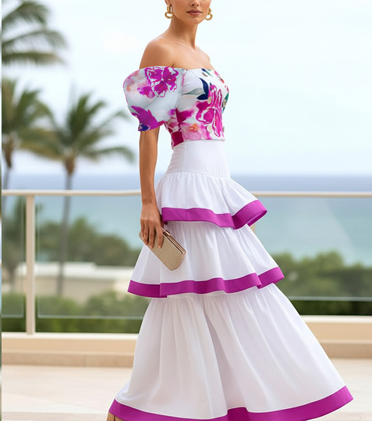 Off-the-shoulder Top & Skirt Set