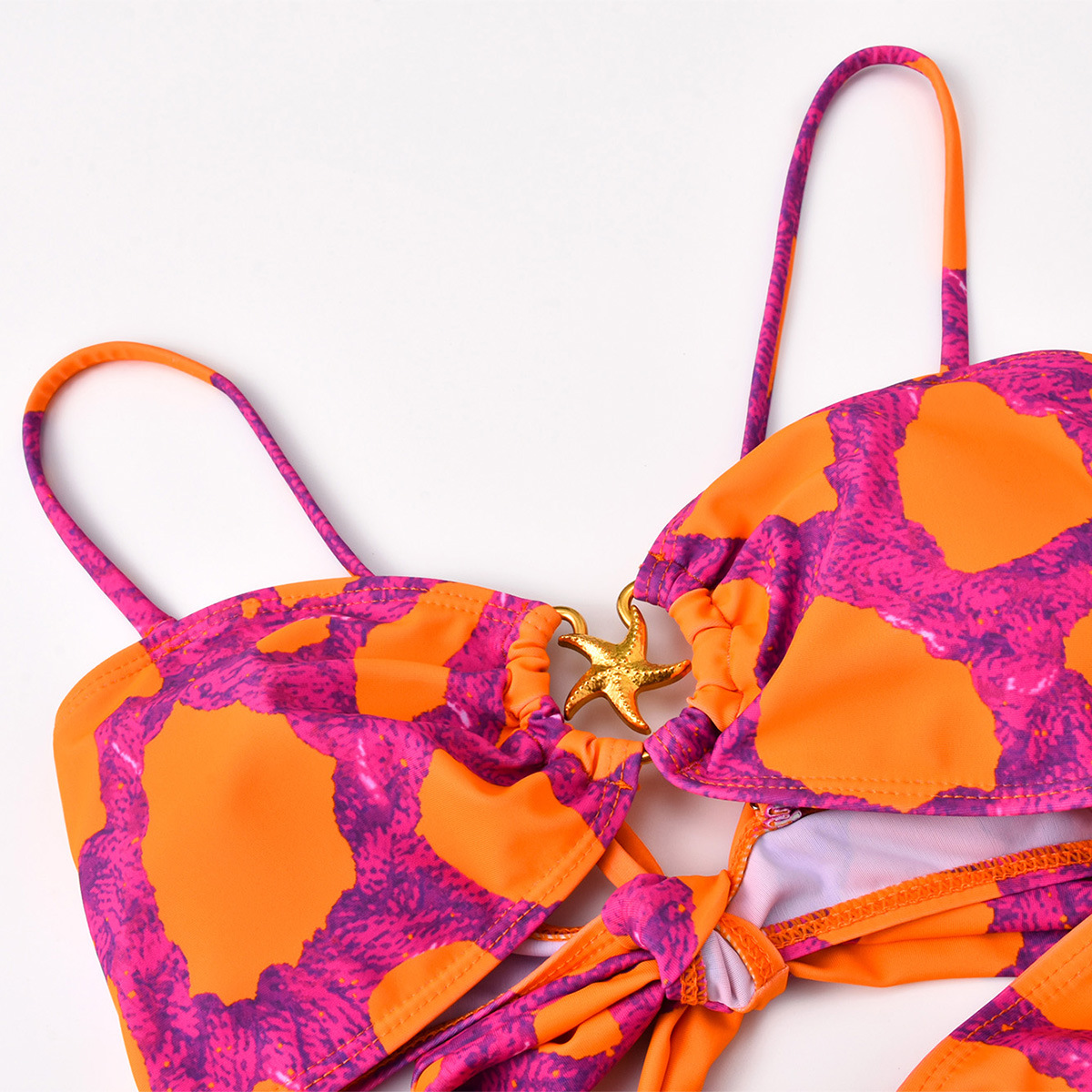 Starfish Printed Cutout One Piece Swimsuit and Cardigan