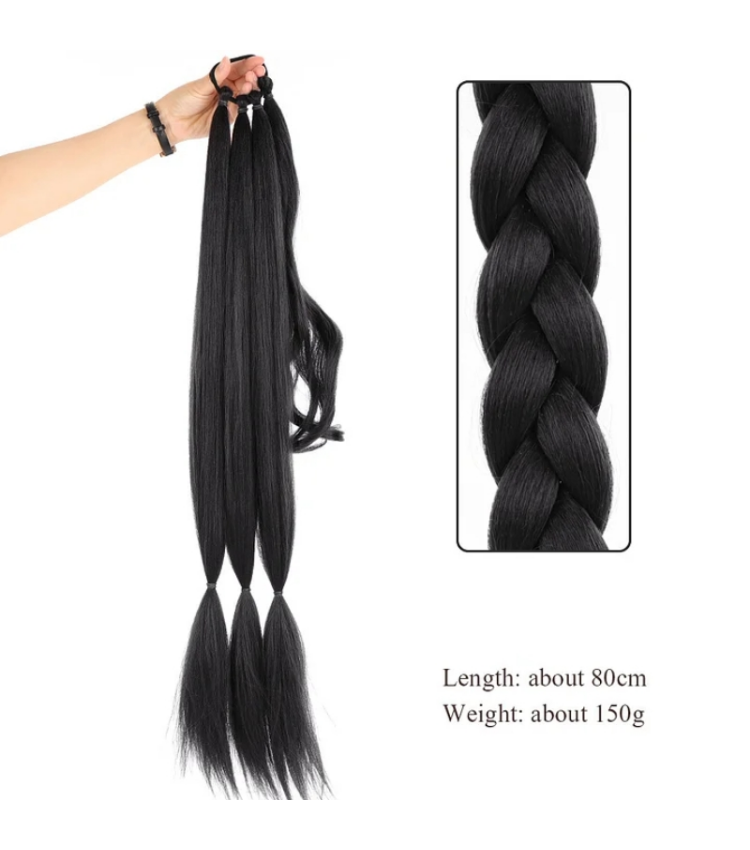 Long Braided Ponytail Synthetic Hair Extension With Hair Tie