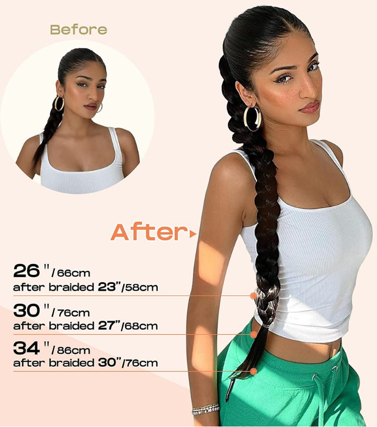 Long Braided Ponytail Synthetic Hair Extension With Hair Tie