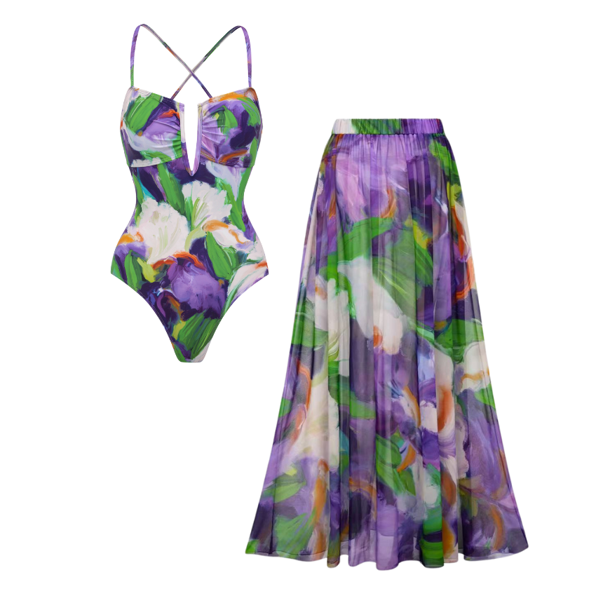 [Copy][Copy][Copy][Copy]Tropical banana flower Print Swimsuit Set(s)