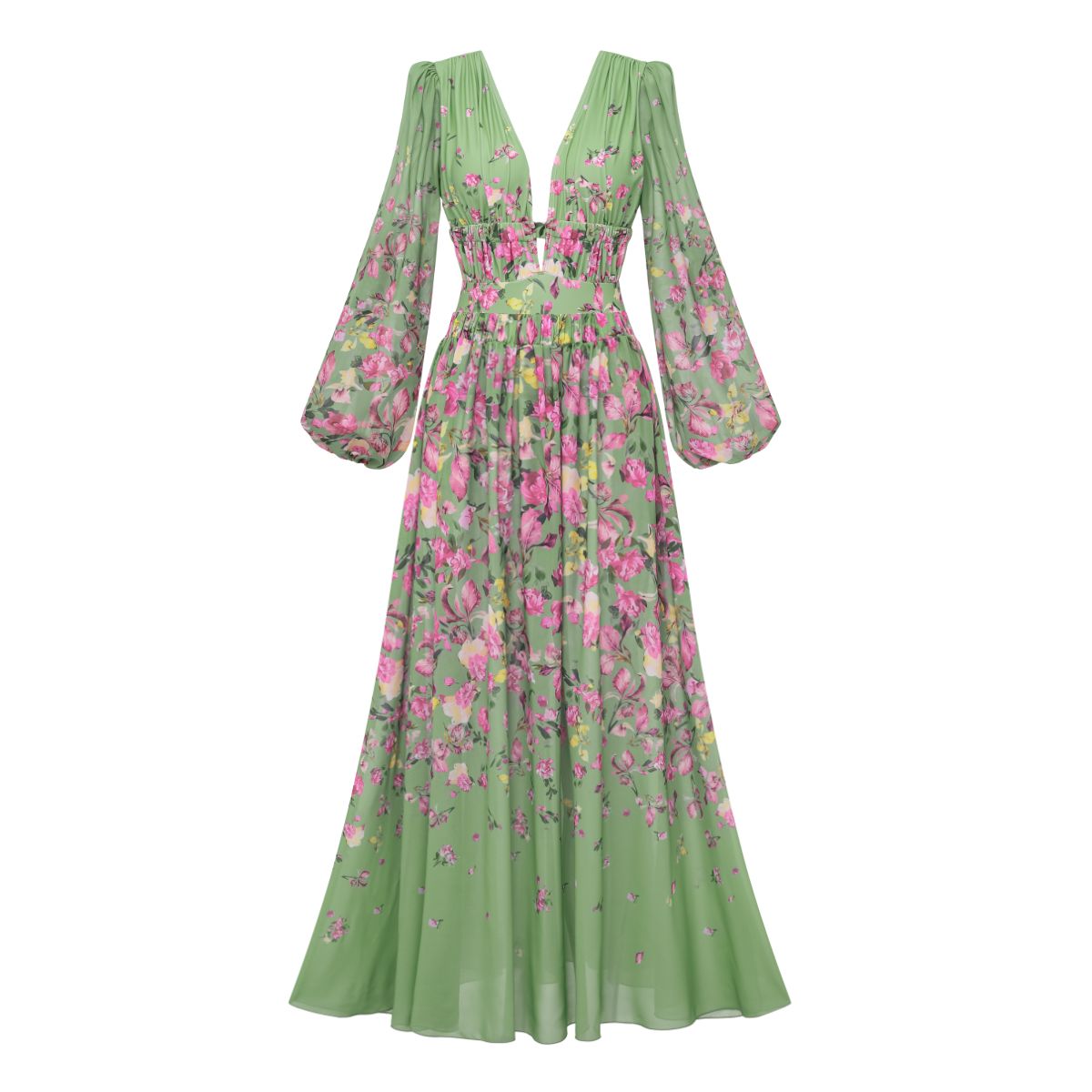 Long Sleeve Floral One Piece Swimsuit and Skirt