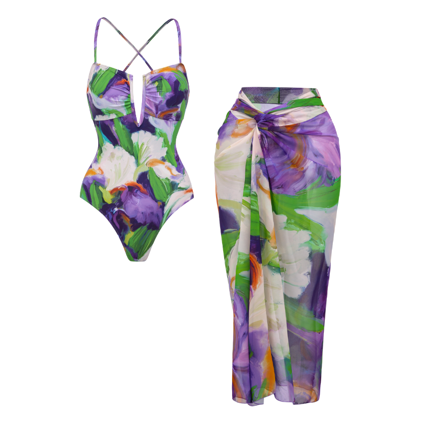 [Copy][Copy][Copy][Copy]Tropical banana flower Print Swimsuit Set(s)