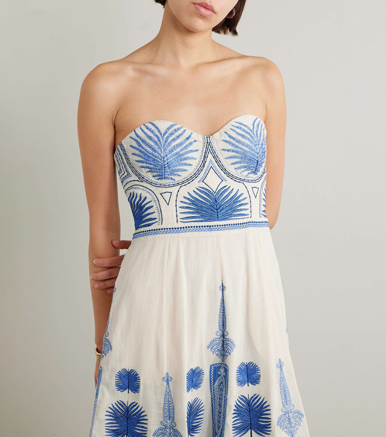 Blue Ethnic Print One Piece Swimsuits and Skirt Flaxmaker